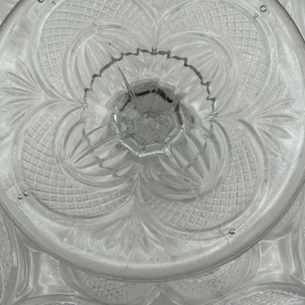 EAPG Bryce Higbee New Crescent Clear Glass Cake Stand Vintage in Great Condition
